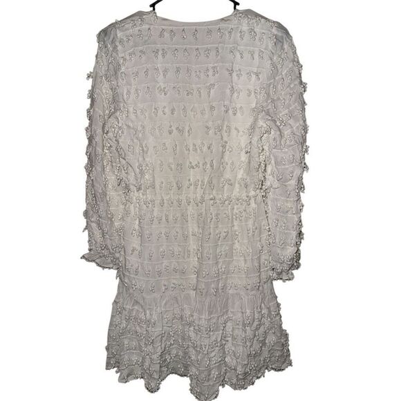 Farm Rio White Textured Mini Dress, Beaded Tassels- Size Small - Picture 4 of 14